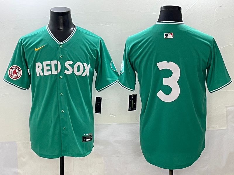 Men 2025 Boston Red Sox #3 No Name Green Joint Name Nike MLB Jersey style 8